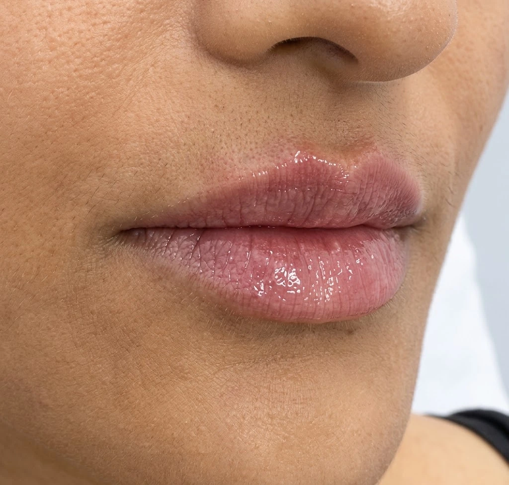 After lip filler treatment — enhanced lip volume and definition