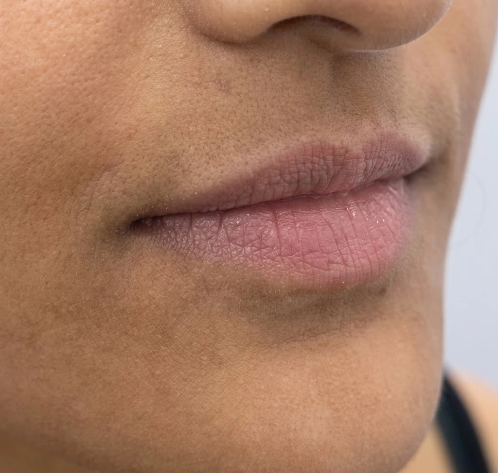 Before lip filler treatment — natural lip volume and contour